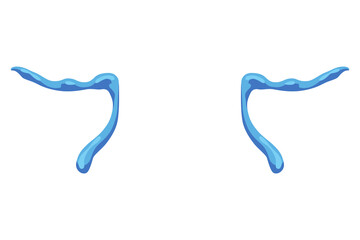 Cartoon tear drops icon. Sorrow cry streams, tear blob. Crying fluid, falling blue water drops. Isolated vector for sorrowful character weeping expression. Wet grief droplets