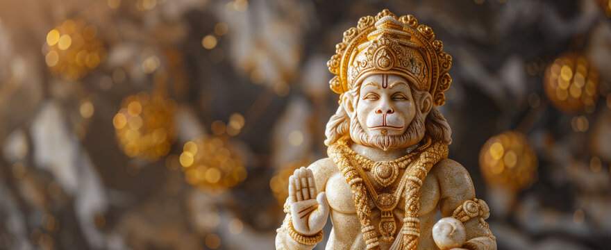 white beautiful sculpture of god Hanuman ji