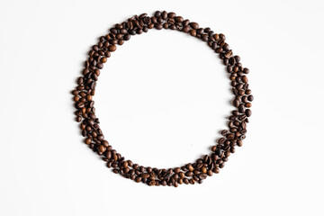 a circle made of coffee beans