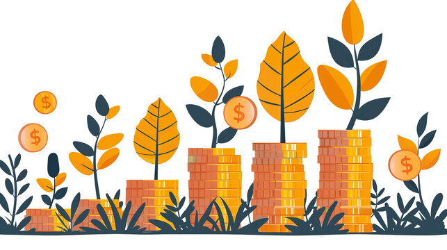 Financial Growth Concept with Coin Plants