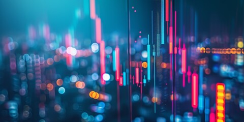 Naklejka premium A financial investment concept with a stock market or forex trading graph and candlestick chart as the background. Perfect for business ideas and all artwork designs.