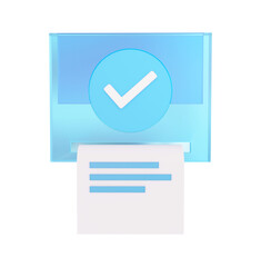 Document check mark 3d rendering illustration