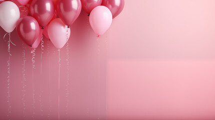 Minimalistyczne tło na życzenia urodzinowe - pastelowa tapeta z balonami - obrazy, fototapety, plakaty