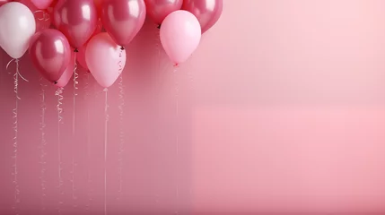 Foto op Plexiglas Minimalistyczne tło na życzenia urodzinowe - pastelowa tapeta z balonami © yeseyes9