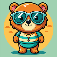 Stylish Cute Bear with Hip Hop style wearing sunglass and beautiful cloths vector file for t-shirt, stickers, design, love and more