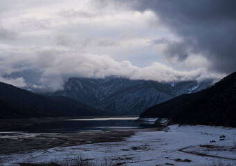 ZHINVALI RESERVOIR LAKE Blue sky destination clouds scenery