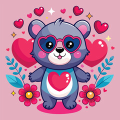 Stylish Cute Bear with Hip Hop style wearing sunglass and beautiful cloths vector file for t-shirt, stickers, design, love and more