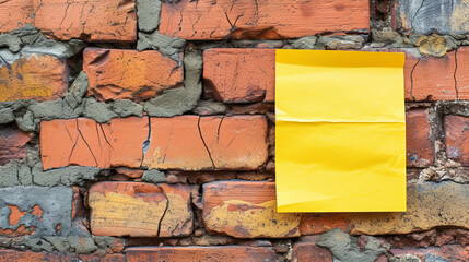 Yellow note on bricks wall background with written February 29 as a reminder for leap year day with copy space
