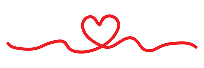 Calligraphic heart shape banner. Line art ribbon. Valentine's Day border on isolated background.