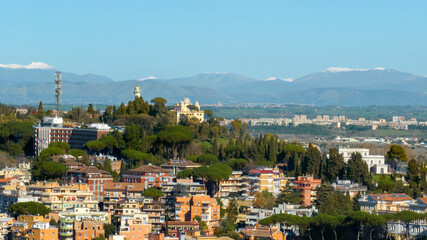Aerial view of the astronomical observatory located in Monte Mario in Rome, Italy.