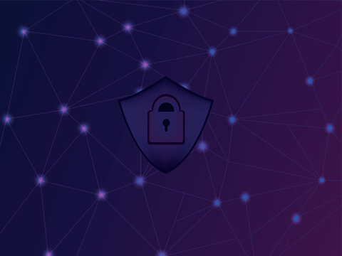 social media and security concept. shield security concept. Security cyber digital with Social Global network background 