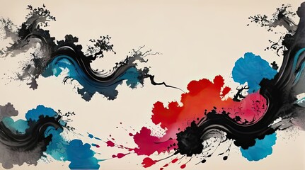 watercolor abstract background in oriental style