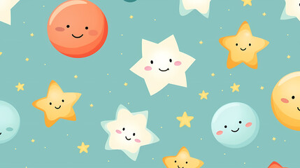 Cute stars doodle seamless pattern
