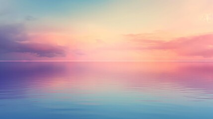 Naklejka na ściany i meble Serene Sea Horizon, Placid Calm Water Sunrise on the Ocean with Colorful Sky
