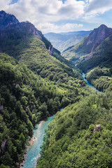 Fototapeta na wymiar Tara River Canyon - Montenegro, landscape, rafting kayaking, extreme water sports, holiday activities