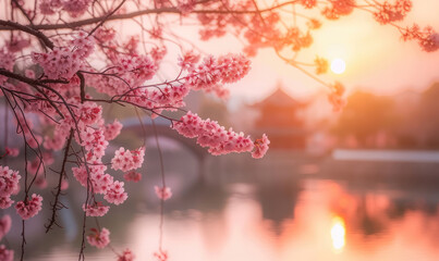 Obraz premium Sakura blossoms in Maruyama Park, Kyoto, Japan. Generative AI