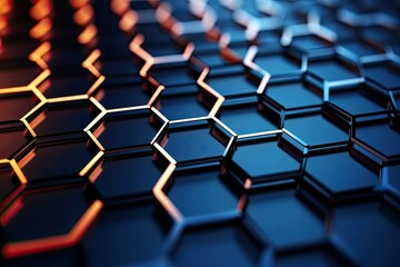 Abstract honeycomb background 3D structure close-up, graphene hexagonal atomic arrangement for use in technology