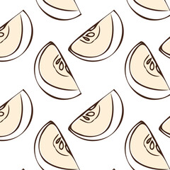 Hand drawn doodle sketch apple fruit seamless pattern. Vector illustration can used for wrapping paper, label, greeting card. Outline vector illustration for textile, fabric. 