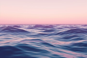 Fototapeta na wymiar Ocean Waves in Dreamy Early Morning Light with Pastel Pink Dawn