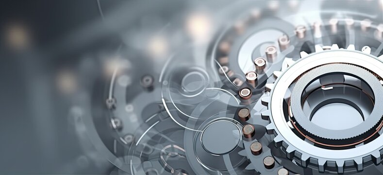 White background with gears represents technology, technology background business, development direction
