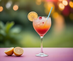 refreshing summer colorful cocktail drink advertisement menu banner, created using AI generative technology