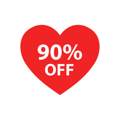 Red heart 90% off discount