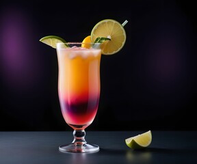 refreshing summer colorful cocktail drink advertisement menu banner, created using AI generative technology