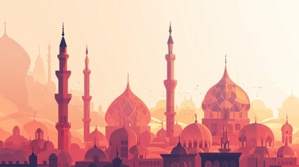 Silhouette of mosque. Ramadan Kareem.