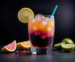 refreshing summer colorful cocktail drink advertisement menu banner, created using AI generative technology