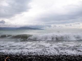 waves breaking on the beach