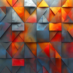 Abstract Geometric Pattern with Vivid Warm and Cool Tones
