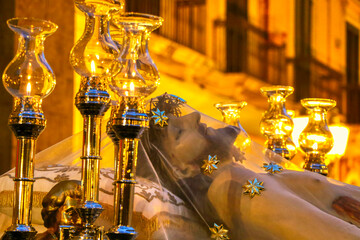 Holy Week Rites in Taranto. The statue of the dead Jesus. Procession of the Mysteries. Puglia,...