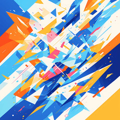 Abstract Geometric Explosion of Color in Dynamic Composition
