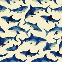 Tile with shark as background and to fill areas in soft colors, ai,