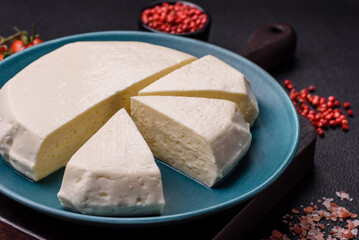 Delicious fresh white young cheese from cow's or sheep's milk