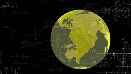 Animation of connections and mathematical data processing over globe - Powered by Adobe
