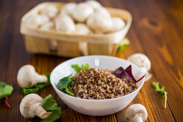 cooked buckwheat in a bowl