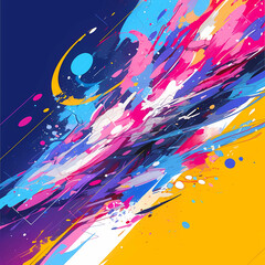 Dynamic Abstract Art with Splashes of Color and Energetic Lines