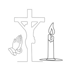 Jesus Christ sketch good Friday continuous single line outline vector