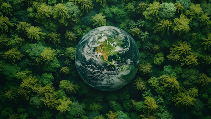 Obraz na płótnie Canvas green environment earth protect Aerial top view green forest with earth Green planet.