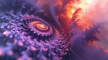 Fractal Explosion Design. an abstract illustration or 3D render inspired by the physics of fractals depicting an explosion of intricate patterns and self similar structures - obrazy, fototapety, plakaty