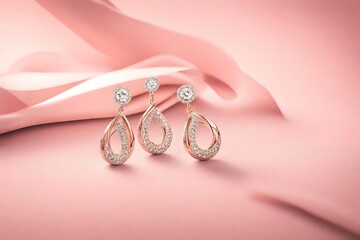 luxury wedding  earring with pink background