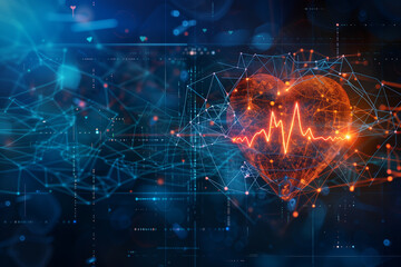 Naklejka na ściany i meble Digital Heartbeat and Health Data Concept
