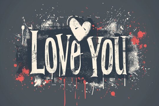 Affectionate Typography: Ideal for T-Shirt Design or Banner with "Love You"