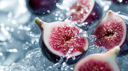Figs Splashed with Water Droplets