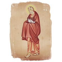Righteous Joseph. Christian illustration in Byzantine style isolated
