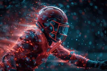 AI technology in sport. Sports organizations implement AI-powered systems to monitor athletes' movements and detect patterns that may lead to injury, enabling proactive measures to prevent injuries - obrazy, fototapety, plakaty