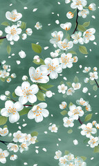 Seamless pattern watercolor flowers.