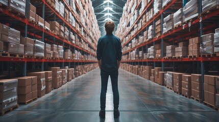 Warehouse. Supply chain managers leverage the system to monitor supply chain performance metrics such as lead times, order fulfillment rates, and supplier performance by accessing data, train, busines - obrazy, fototapety, plakaty