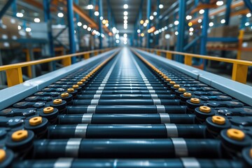 Warehouse. Supply chain managers leverage the system to monitor supply chain performance metrics such as lead times, order fulfillment rates, and supplier performance by accessing data - obrazy, fototapety, plakaty
